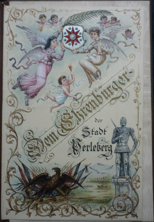 Darstellung des Stadtwappens auf einer Glckwunschadresse der Stadt von 1903
